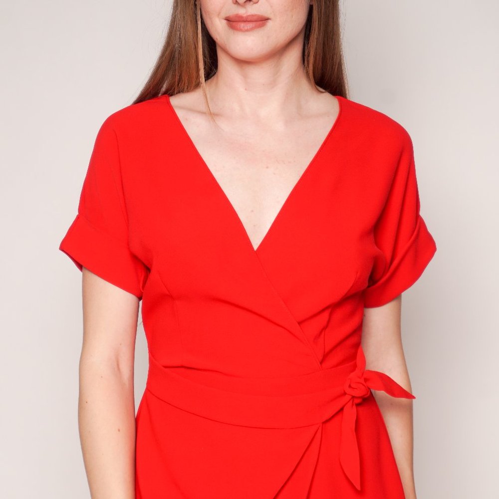 AMANDA UPRICHARD Manolo V-Neck Faux-Wrap Dress NWT - Picture 2 of 7